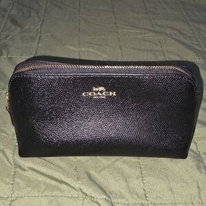 Coach Black Leather Cosmetic Bag